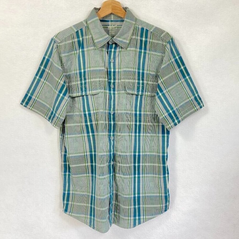 Woolrich Men's Button Up Short Sleeve Shirt Lightweight Classic Dad Grandpa M